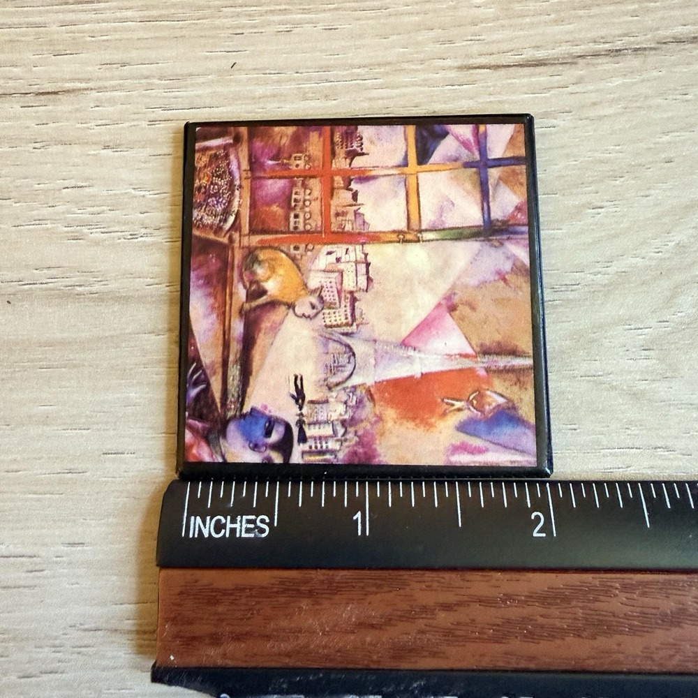 Mini Mirror Marc Chagall Art "Paris Through The Window" Vintage - Picture 4 of 6